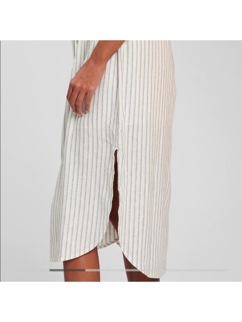 GAP Linen Blend Belted Shirtdress Tall-Medium Grey/White stripe - Picture 4 of 16